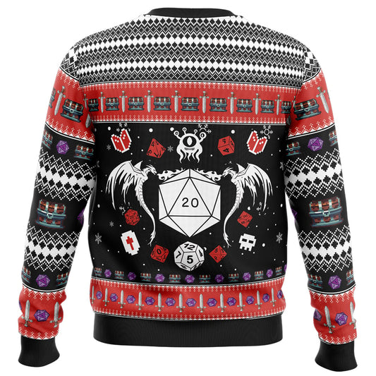 Have Yourself A Merry Little Crit-Mas (Dragon) Ugly Christmas Sweater - Christmas Jumper (back)