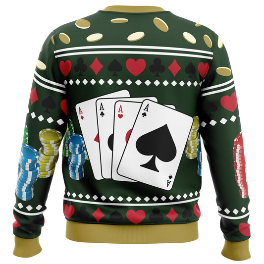 Lucky Gambler Holiday Knit Ugly Christmas Sweater - Christmas Jumper (back)