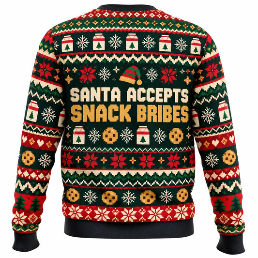 Milk & Cookies Overtime Pay Ugly Christmas Sweater - Christmas Jumper (back)