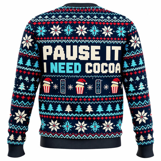 Santa Brought the Popcorn Ugly Christmas Sweater - Christmas Jumper (back)