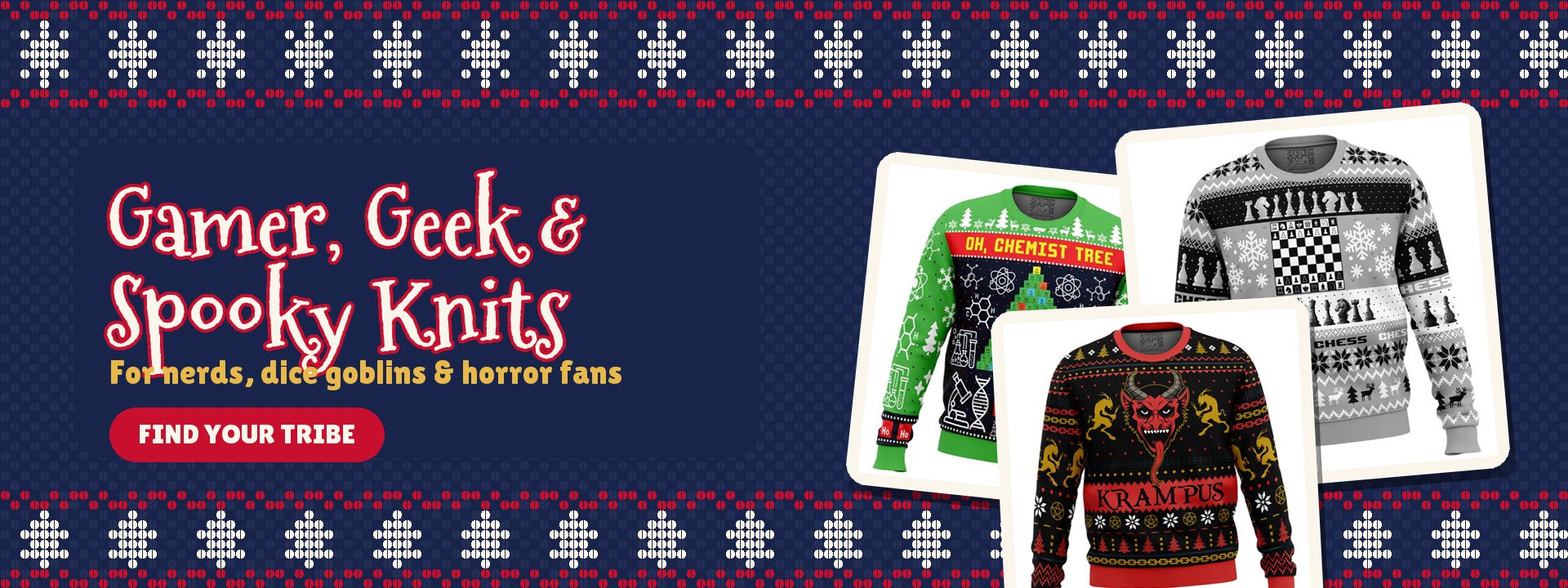 Gamer, geek and spooky Christmas jumpers