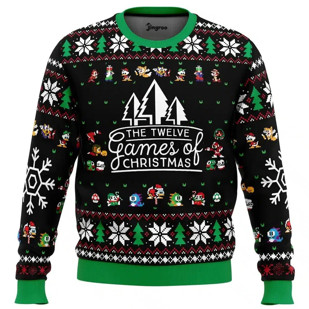 12 Games Of Christmas Ugly Christmas Sweater - Christmas Jumper (front)