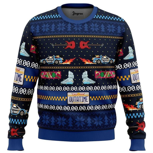 Back In Time For Christmas Ugly Christmas Sweater - Christmas Jumper (front)