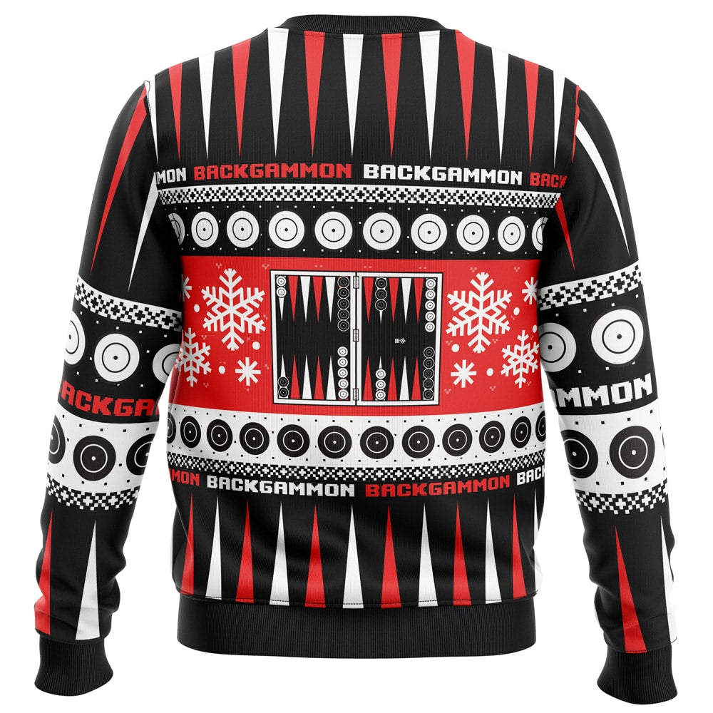 Backgammon By The Fire Ugly Christmas Sweater - Christmas Jumper (back)