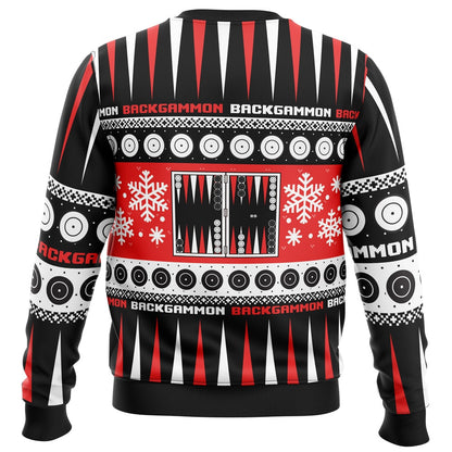 Backgammon By The Fire Ugly Christmas Sweater - Christmas Jumper (back)