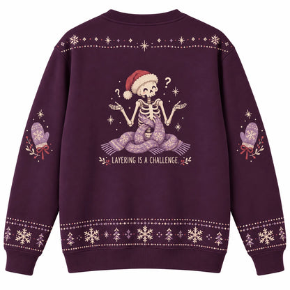 Chilled to the Bone Ugly Christmas Sweater - Christmas Jumper (back): skeleton scarf falls straight through ribcage