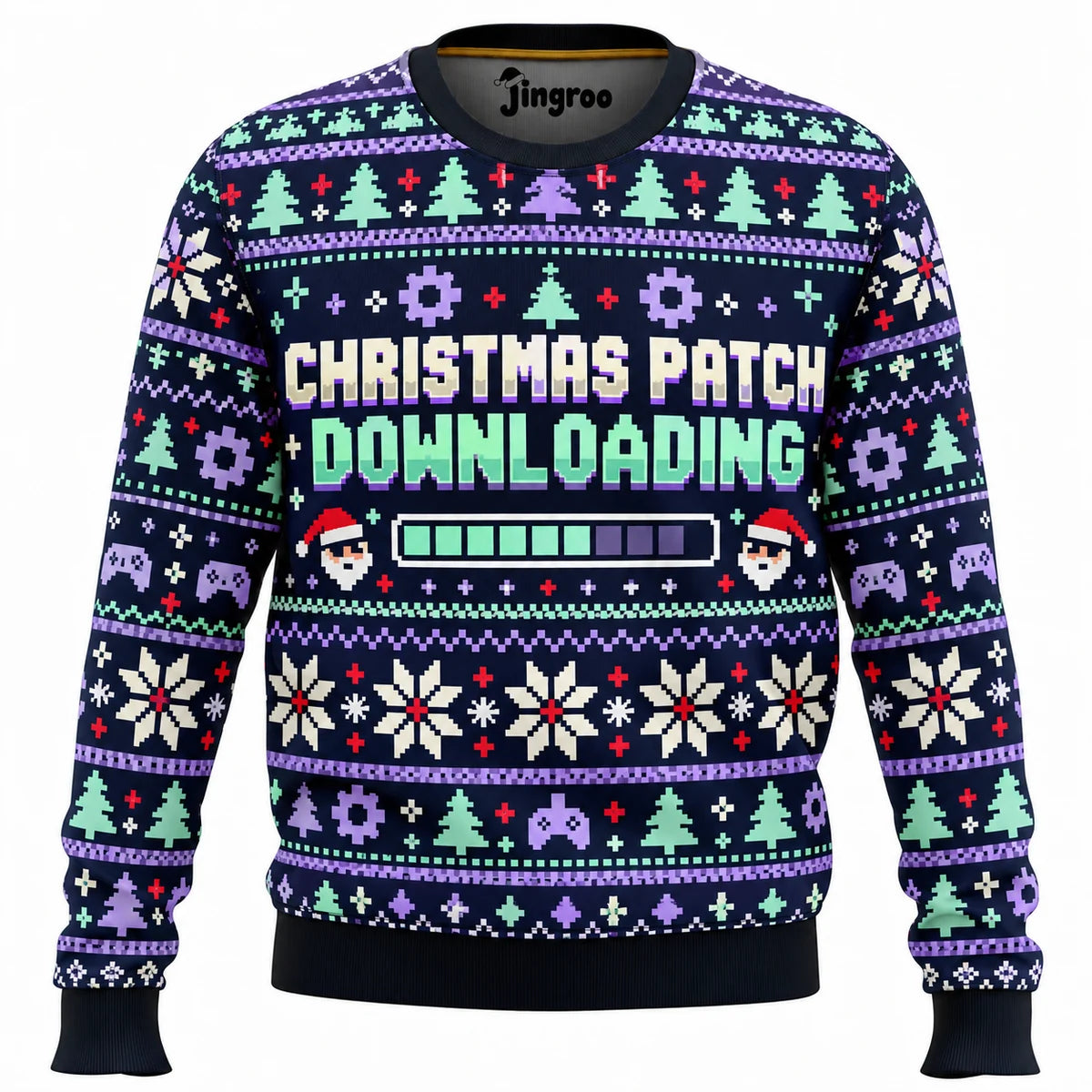 Christmas Patch Downloading Ugly Christmas Sweater - Christmas Jumper (front)