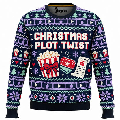 Christmas Plot Twist Ugly Christmas Sweater - Christmas Jumper (front)