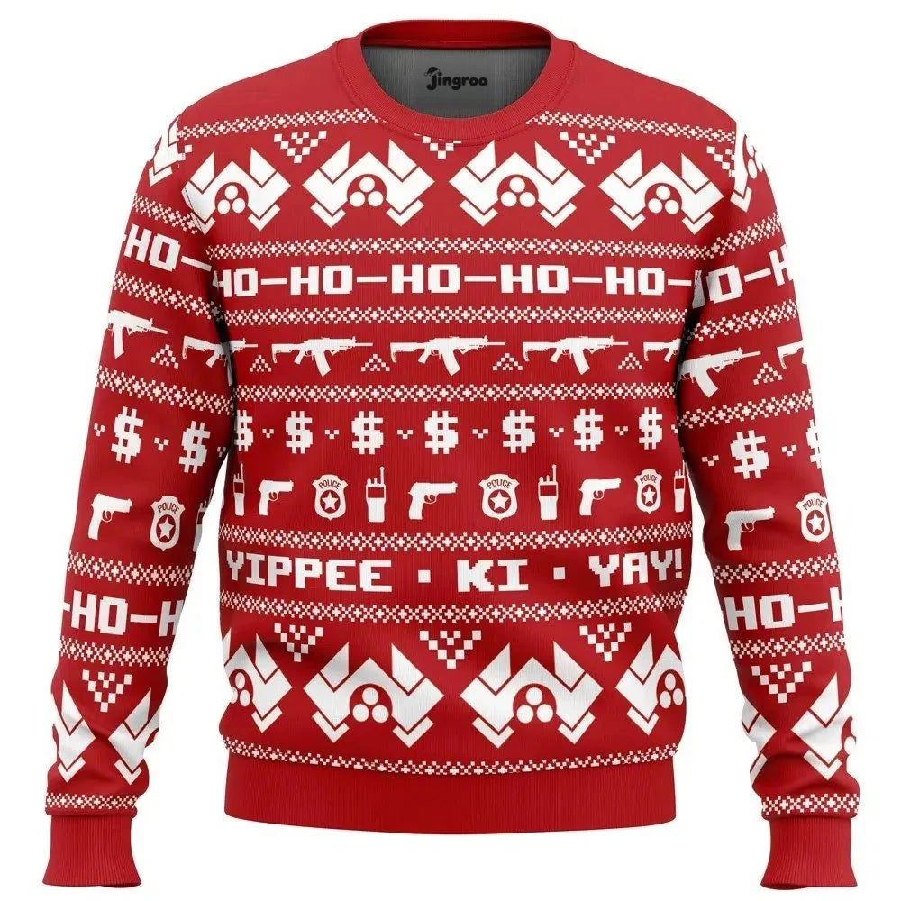 Christmas Tower Hostage Situation Ugly Christmas Sweater - Christmas Jumper (front)
