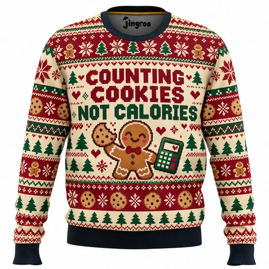 Counting Cookies Not Calories Ugly Christmas Sweater - Christmas Jumper (front)