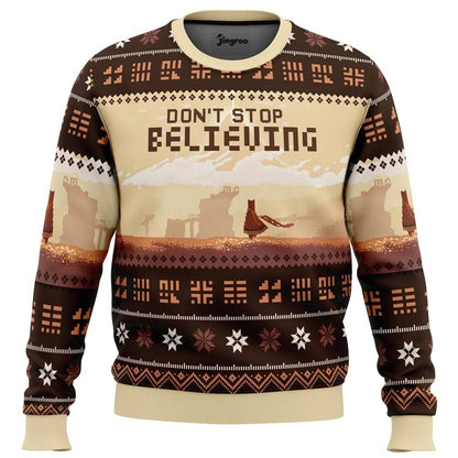 Don't Stop Believing (In Santa) Ugly Christmas Sweater - Christmas Jumper (front)
