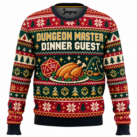 Dungeon Master Dinner Guest Ugly Christmas Sweater - Christmas Jumper (front)