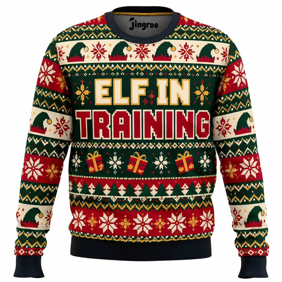 Elf in Training Ugly Christmas Sweater - Christmas Jumper (front)