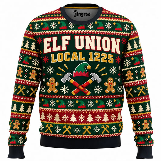 Elf Union Local 1225 Ugly Christmas Sweater - Christmas Jumper (front)