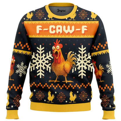 F-Caw-F Holiday Crow Ugly Christmas Sweater - Christmas Jumper (front)