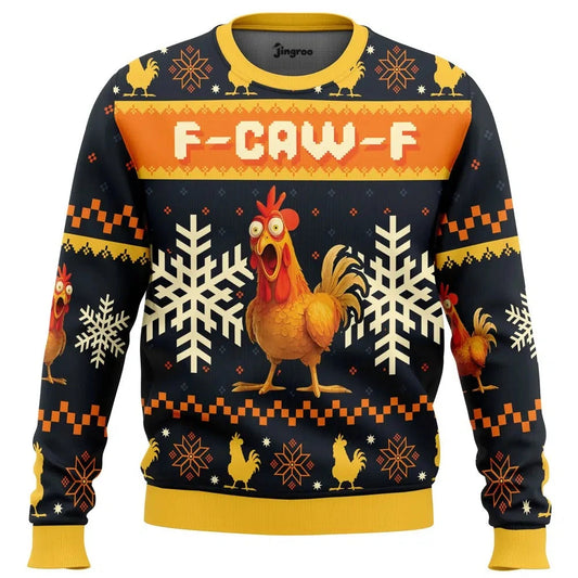 F-Caw-F Holiday Crow Ugly Christmas Sweater - Christmas Jumper (front)