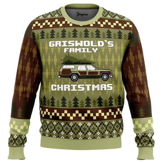 Family Christmas Road Trip Ugly Christmas Sweater - Christmas Jumper (front)