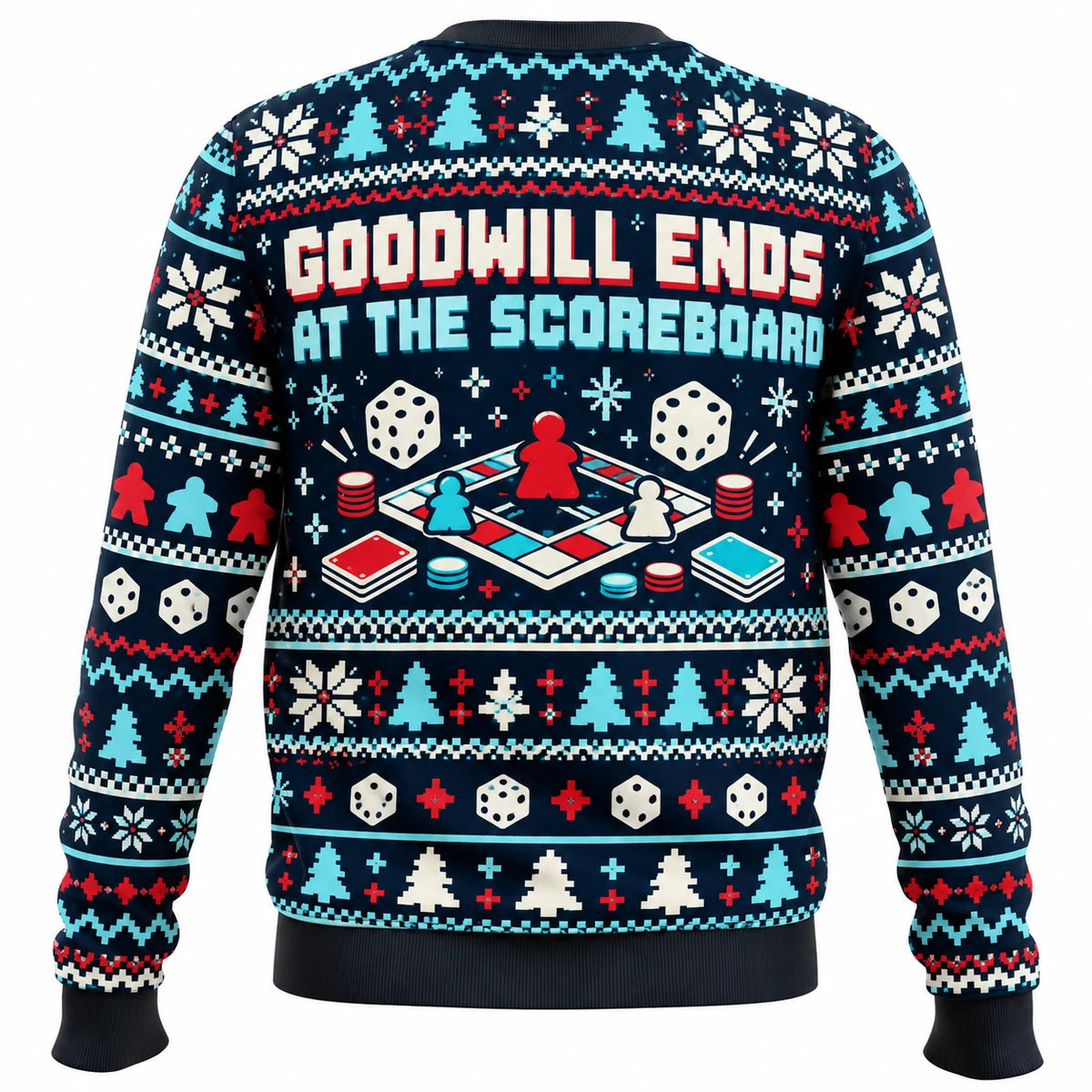 Family Game Night No Mercy Ugly Christmas Sweater - Christmas Jumper (back)