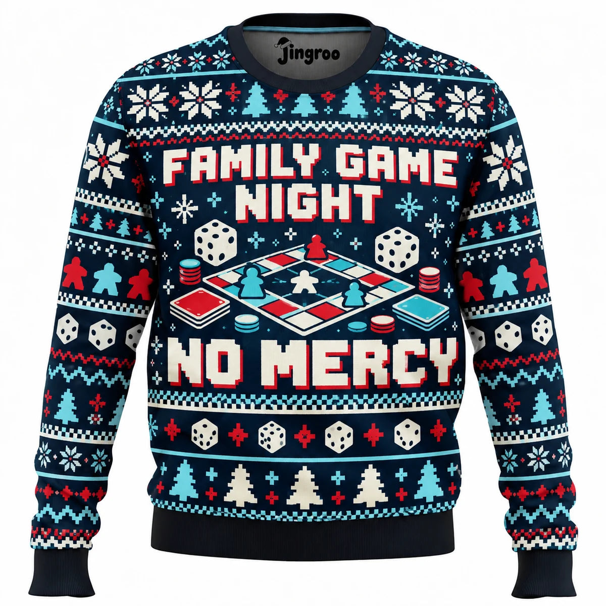 Family Game Night No Mercy Ugly Christmas Sweater - Christmas Jumper (front)