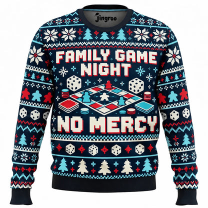 Family Game Night No Mercy Ugly Christmas Sweater - Christmas Jumper (front)