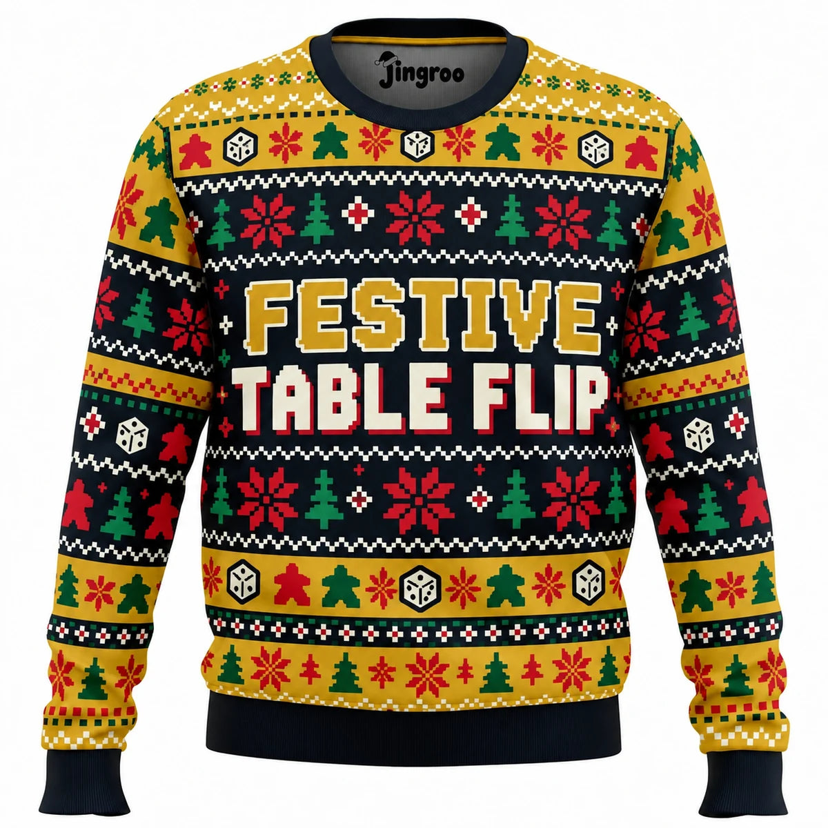 Festive Table Flip Ugly Christmas Sweater - Christmas Jumper (front)