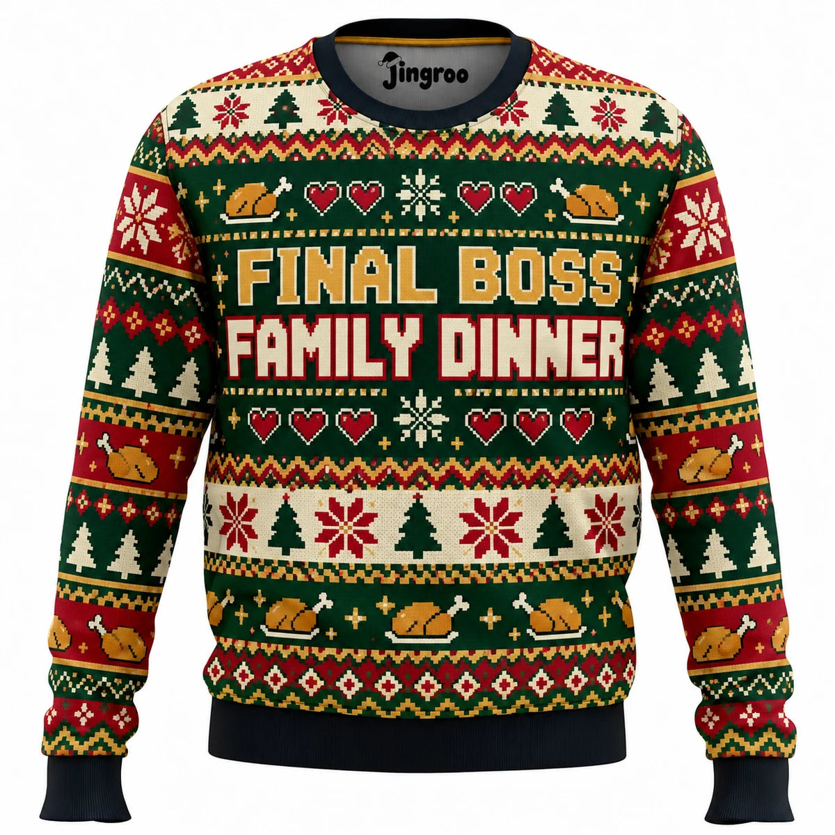 Final Boss Family Dinner Ugly Christmas Sweater - Christmas Jumper (front)