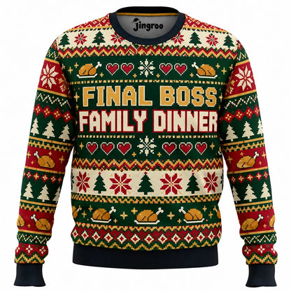 Final Boss Family Dinner Ugly Christmas Sweater - Christmas Jumper (front)