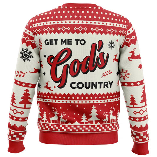 Get Me To God's Country Ugly Christmas Sweater - Christmas Jumper (back)