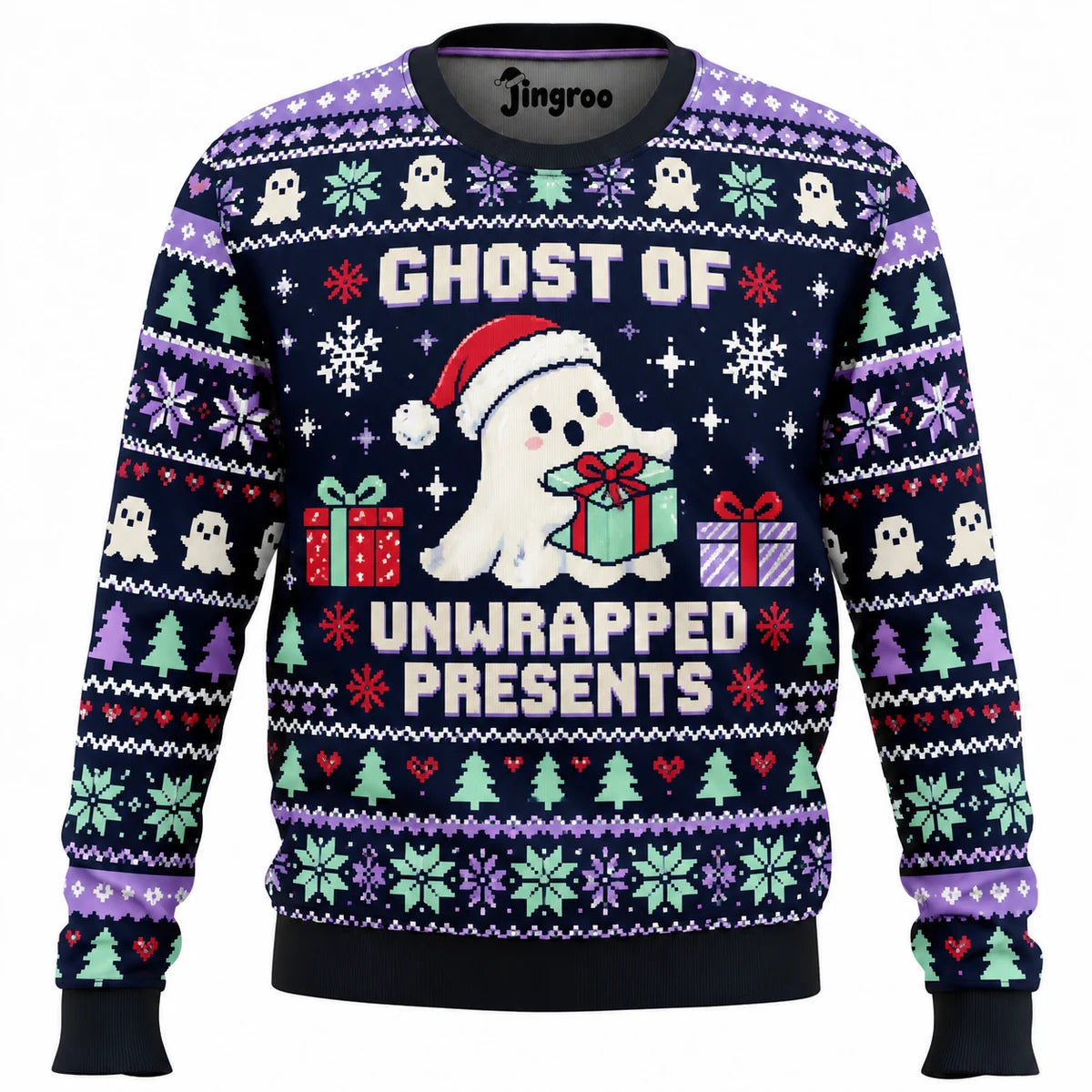 Ghost of Unwrapped Presents Ugly Christmas Sweater - Christmas Jumper (front)