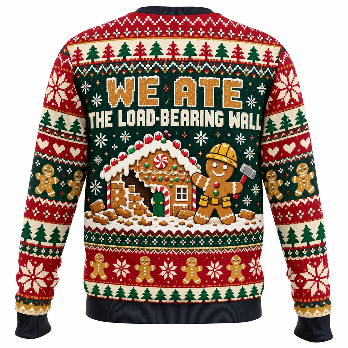 Gingerbread Renovation Crew Ugly Christmas Sweater - Christmas Jumper (back)