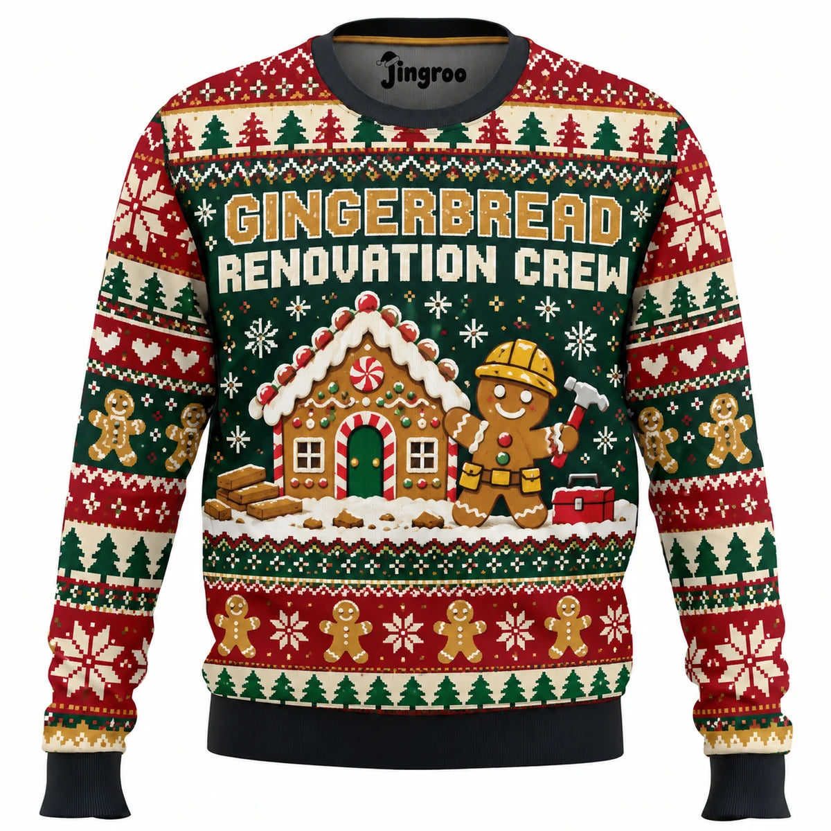 Gingerbread Renovation Crew Ugly Christmas Sweater - Christmas Jumper (front)