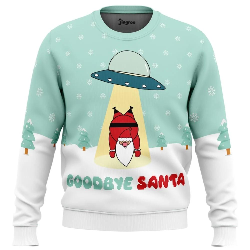 Goodbye Santa, Hello UFO Ugly Christmas Sweater - Christmas Jumper (front)
