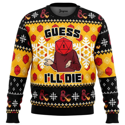 Guess I'll Die (Roll For Initiative) Ugly Christmas Sweater - Christmas Jumper (front)