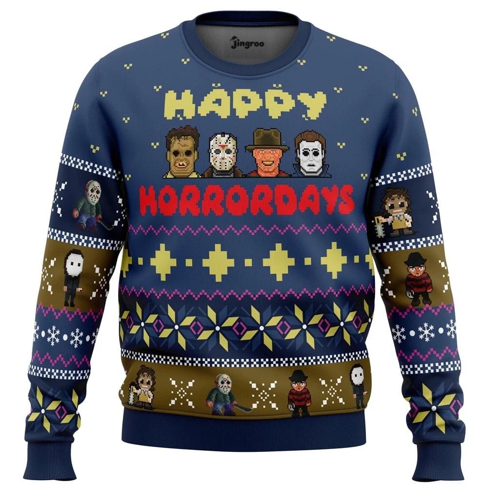 Happy Horrordays Ugly Christmas Sweater - Christmas Jumper (front)