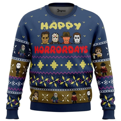 Happy Horrordays Ugly Christmas Sweater - Christmas Jumper (front)