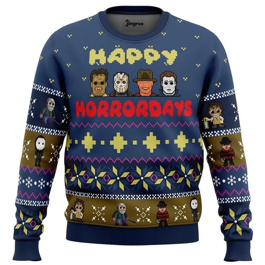 Happy Horrordays Ugly Christmas Sweater - Christmas Jumper (front)