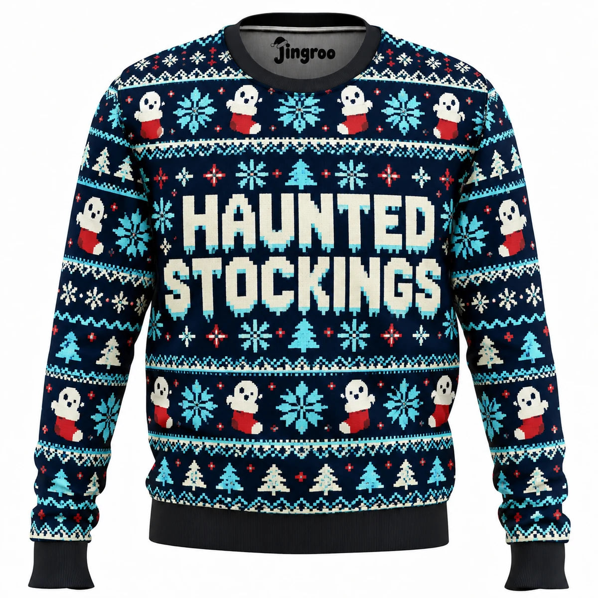Haunted Stockings Ugly Christmas Sweater - Christmas Jumper (front)