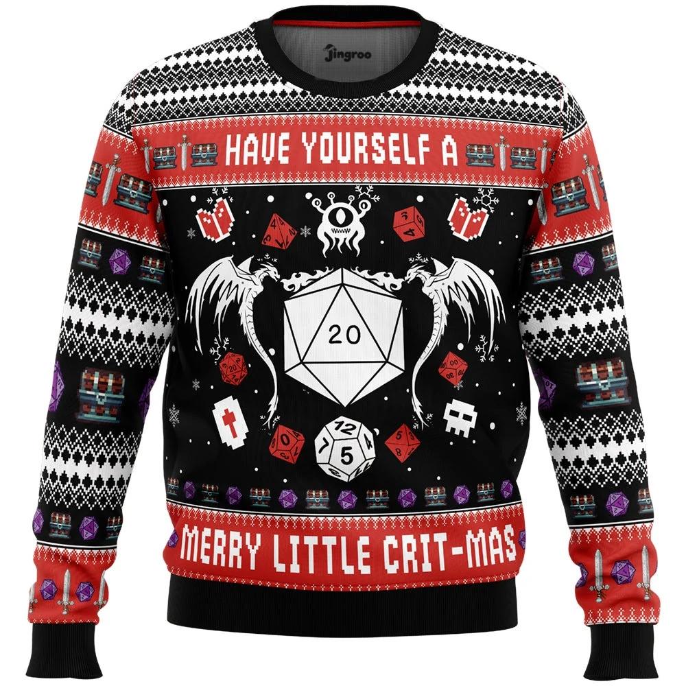 Have Yourself A Merry Little Crit-Mas (Dragon) Ugly Christmas Sweater - Christmas Jumper (front)