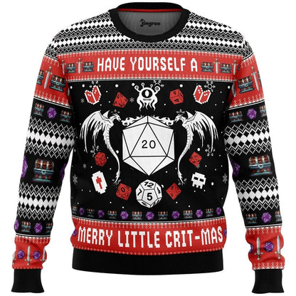 Have Yourself A Merry Little Crit-Mas (Dragon) Ugly Christmas Sweater - Christmas Jumper (front)