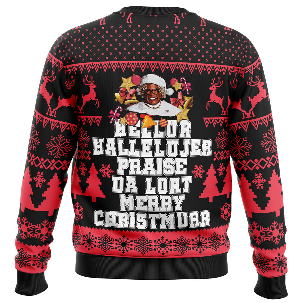Hellur, Praise Da Lort Ugly Christmas Sweater - Christmas Jumper (back)