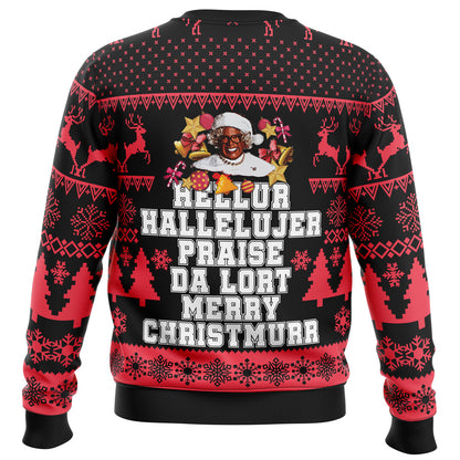 Hellur, Praise Da Lort Ugly Christmas Sweater - Christmas Jumper (back)