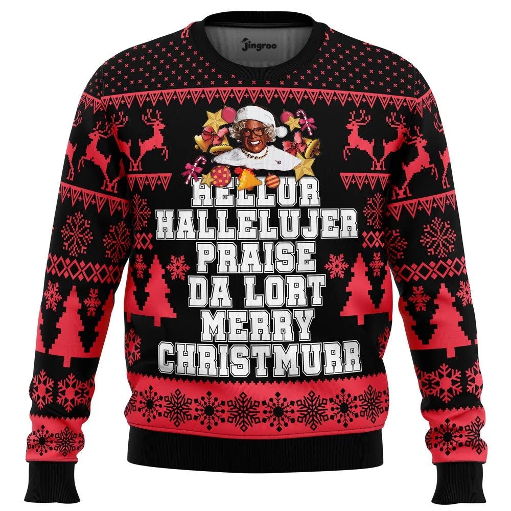 Hellur, Praise Da Lort Ugly Christmas Sweater - Christmas Jumper (front)