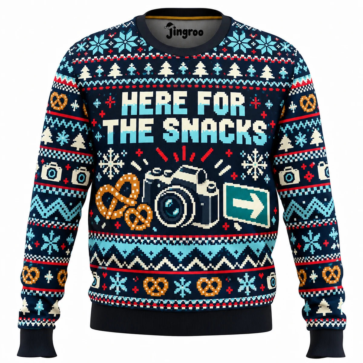 Here for the Snacks Ugly Christmas Sweater - Christmas Jumper (front)