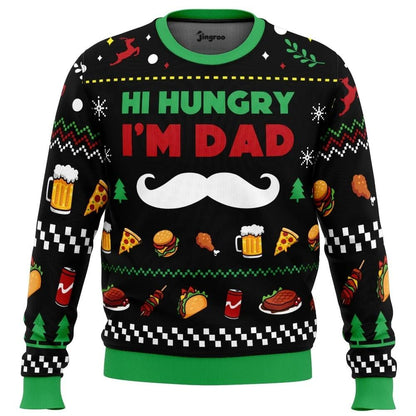 Hi Hungry, I'm Dad Ugly Christmas Sweater - Christmas Jumper (front)