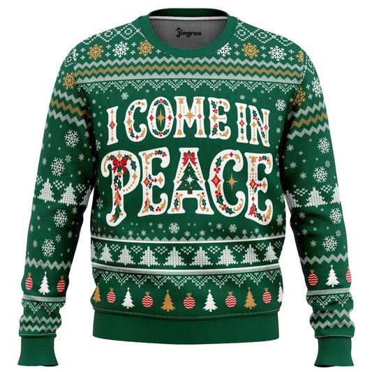 I Come In Peace (And For Cookies) Ugly Christmas Sweater - Christmas Jumper (front)