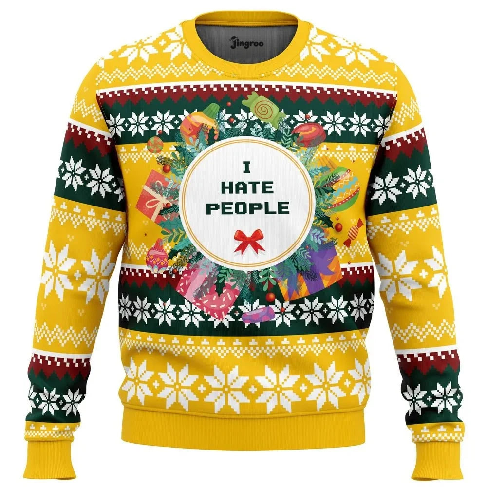 I Hate People (But Love Christmas) Ugly Christmas Sweater - Christmas Jumper (front)