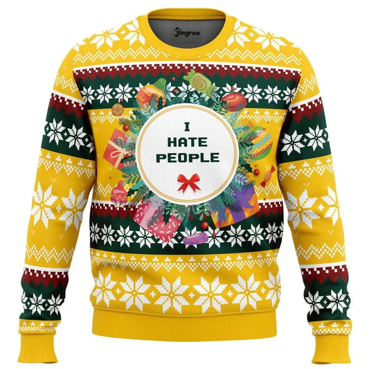 I Hate People (But Love Christmas) Ugly Christmas Sweater - Christmas Jumper (front)