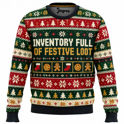 Inventory Full of Festive Loot Ugly Christmas Sweater - Christmas Jumper (front)