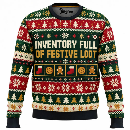 Inventory Full of Festive Loot Ugly Christmas Sweater - Christmas Jumper (front)