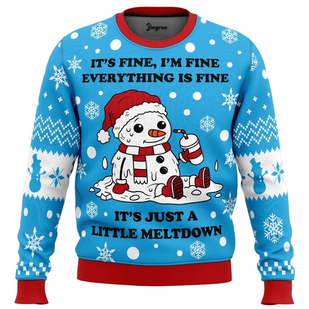 It's Fine, I'm Fine Ugly Christmas Sweater - Christmas Jumper (front)